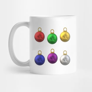 Colorful Christmas Tree Ornaments (Winter White Background) Mug